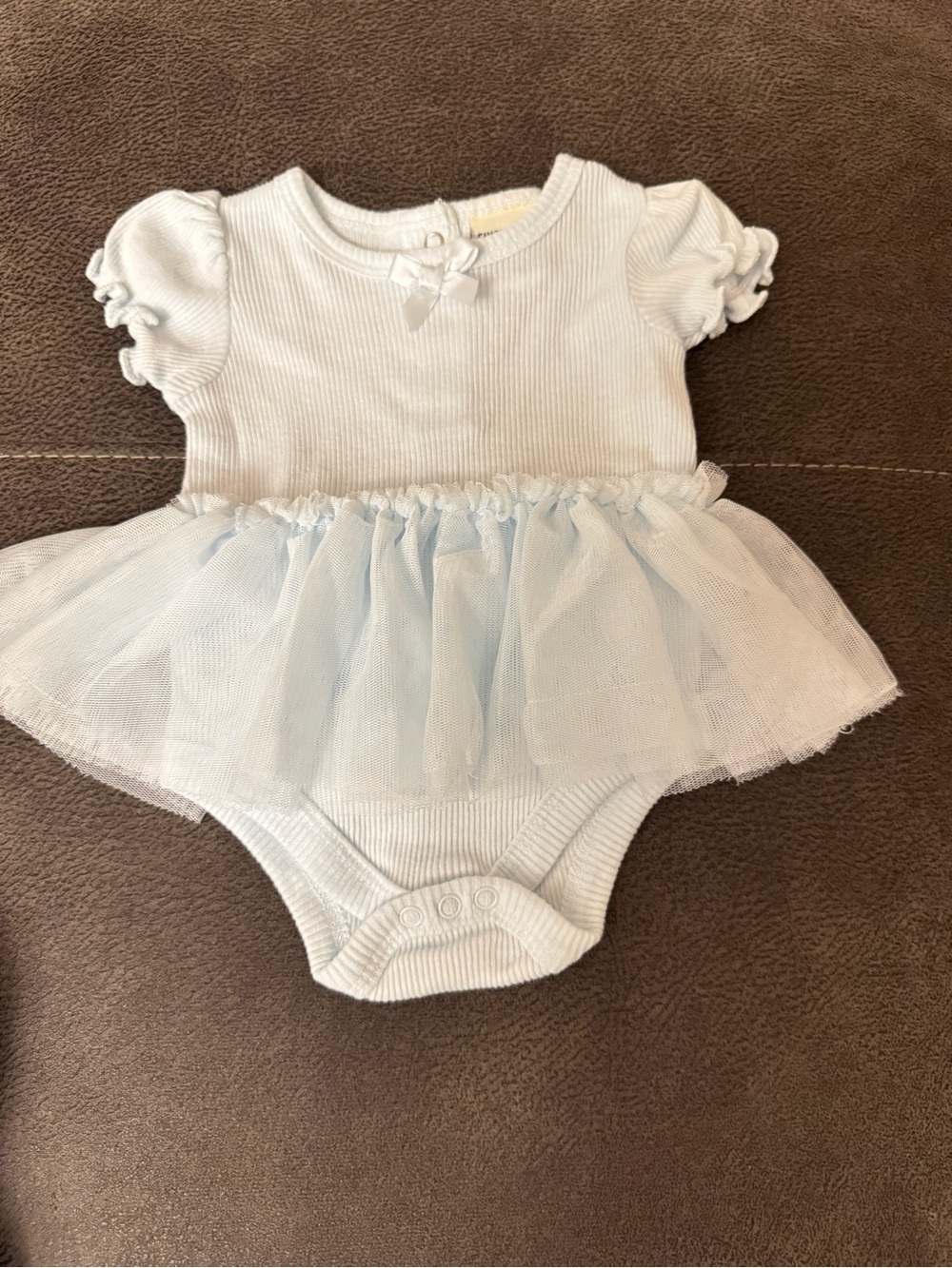 Sincerly Jules Baby Tulle Tutu Bodysuit in White and Light Blue